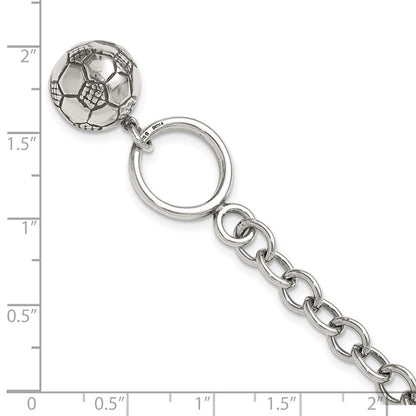 7.75 Inch Sterling Silver Soccer Ball Bracelet