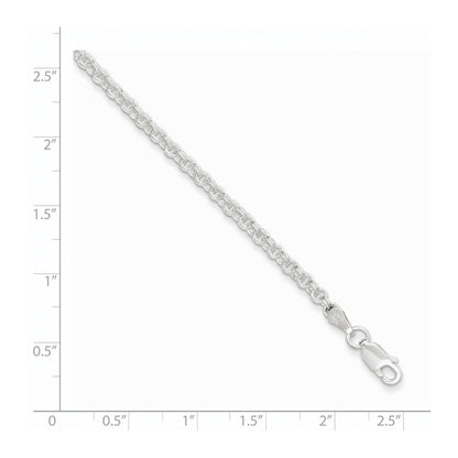 8 Inch Sterling Silver 3mm Double Link Charm Bracelet