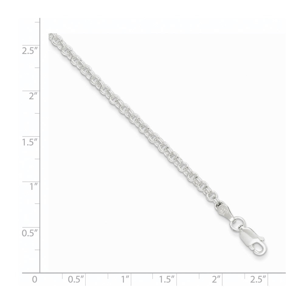 7 Inch Sterling Silver 3mm Double Link Charm Bracelet