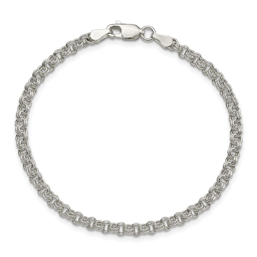 7 Inch Sterling Silver 3mm Double Link Charm Bracelet
