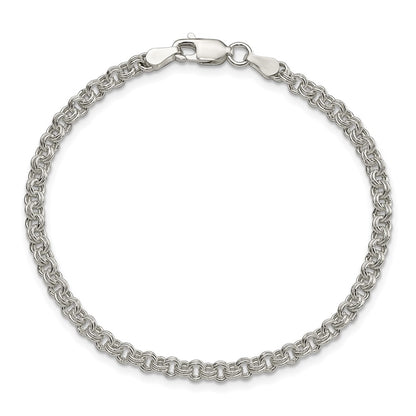 7 Inch Sterling Silver 3mm Double Link Charm Bracelet