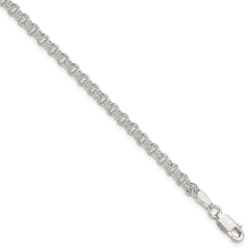 7 Inch Sterling Silver 3mm Double Link Charm Bracelet