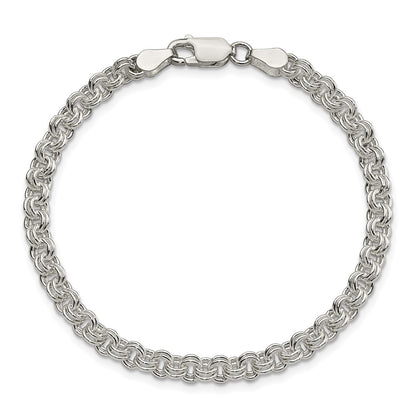 8 Inch Sterling Silver 4mm Double Link Charm Bracelet