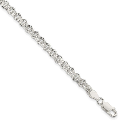 8 Inch Sterling Silver 4mm Double Link Charm Bracelet