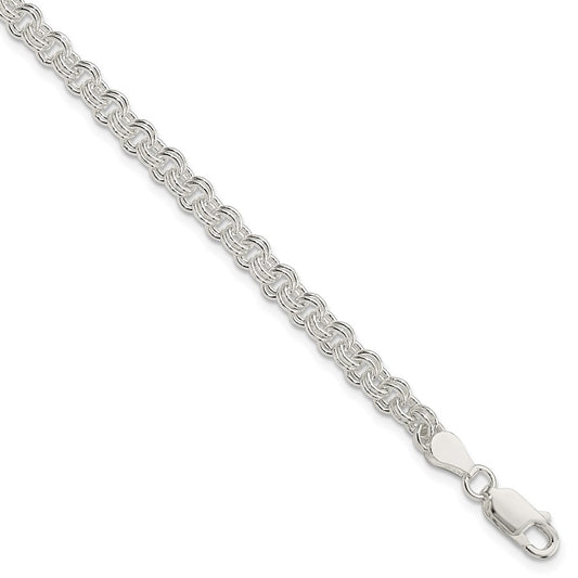 8 Inch Sterling Silver 4mm Double Link Charm Bracelet