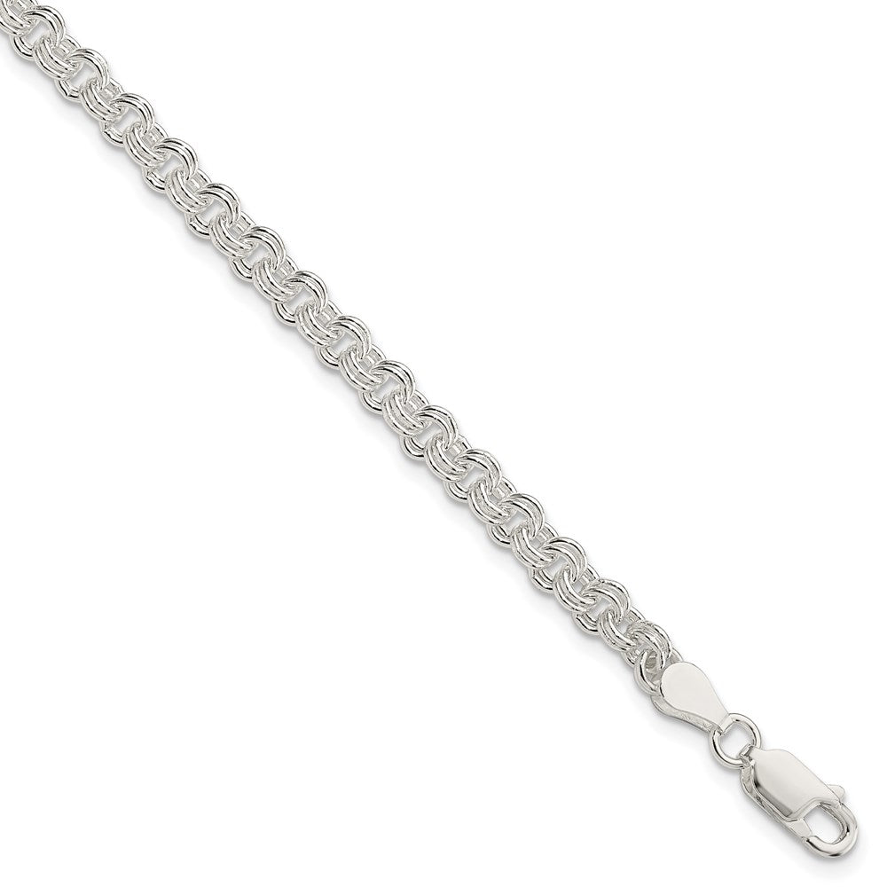 7 Inch Sterling Silver 4mm Double Link Charm Bracelet
