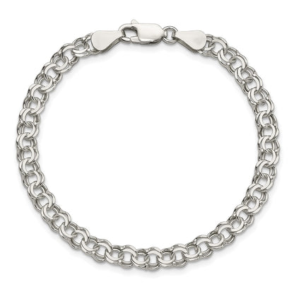 7 Inch Sterling Silver 5.5mm Double Link Charm Bracelet