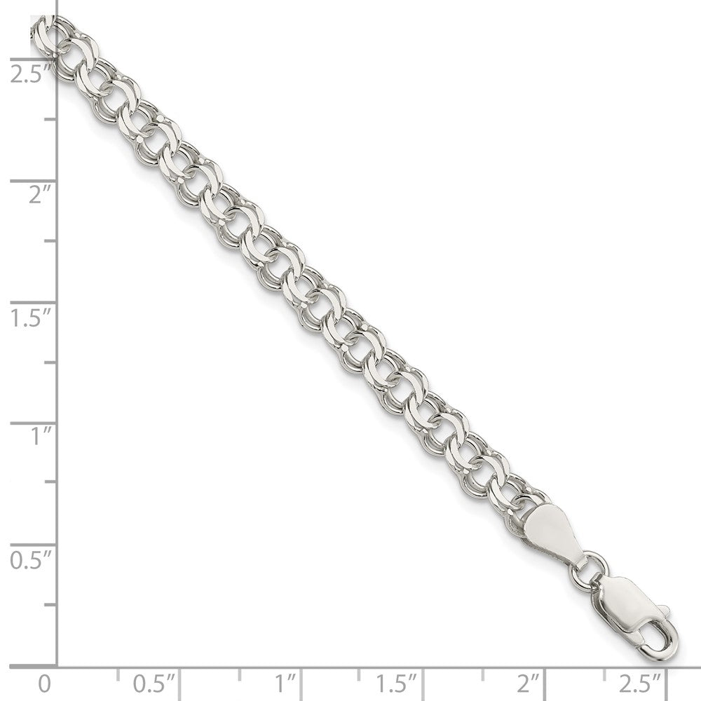 7 Inch Sterling Silver 5.5mm Double Link Charm Bracelet