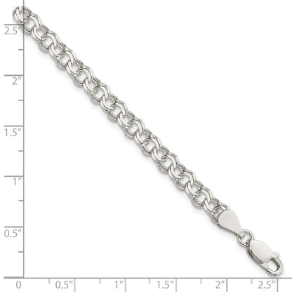 7 Inch Sterling Silver 5.5mm Double Link Charm Bracelet