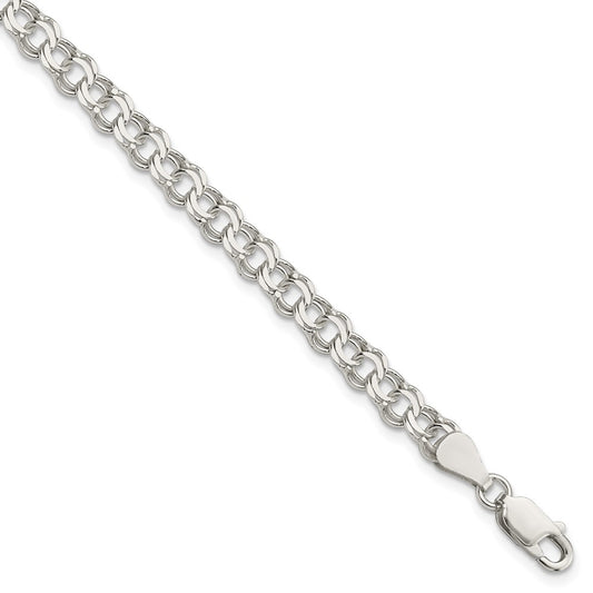 7 Inch Sterling Silver 5.5mm Double Link Charm Bracelet