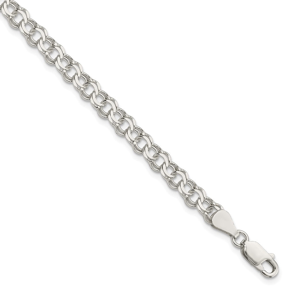 8 Inch Sterling Silver 5.5mm Double Link Charm Bracelet