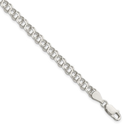 8 Inch Sterling Silver 5.5mm Double Link Charm Bracelet