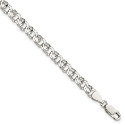 8 Inch Sterling Silver 6mm Double Link Charm Bracelet