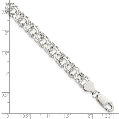 7 Inch Sterling Silver 7.6mm Double Link Charm Bracelet