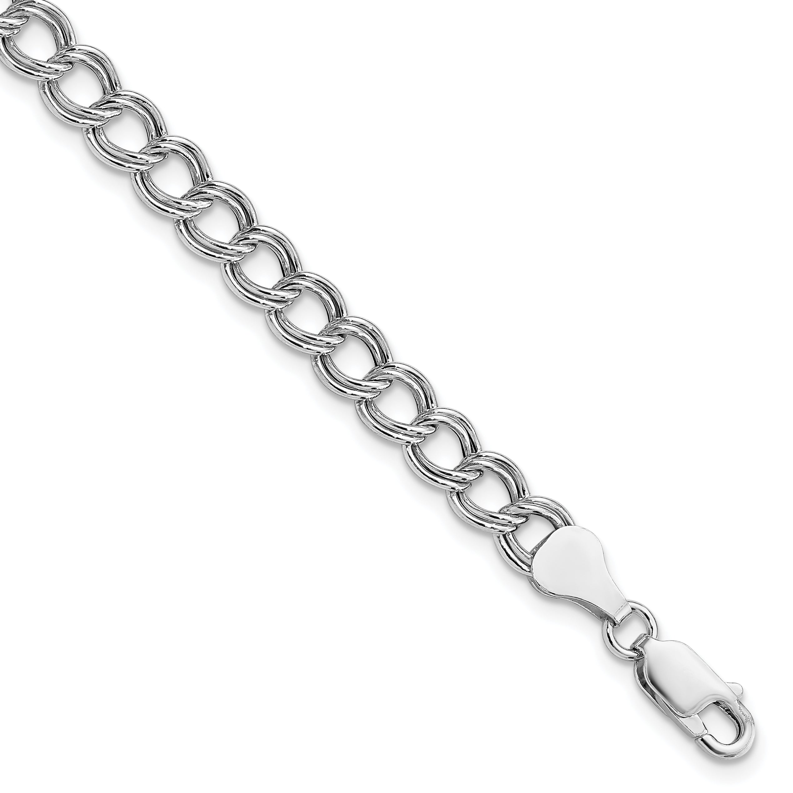 Sterling Silver Amore La Vita Rhodium-Plated Polished 6mm 7 Inch Double Link With Lobster Clasp Charm Bracelet