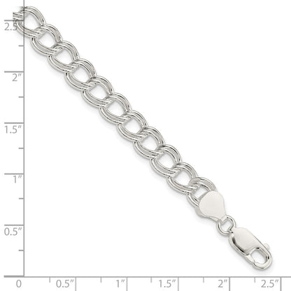 7.5 Inch Sterling Silver 7.5mm Semi-Solid Double Link Charm Bracelet