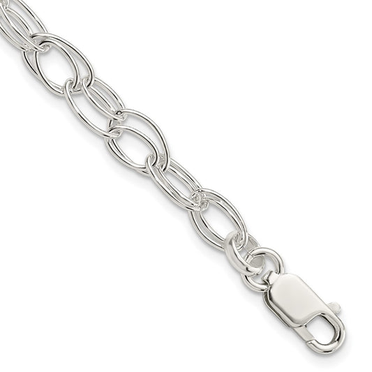 7.5 Inch Sterling Silver 6mm Double Link Bracelet