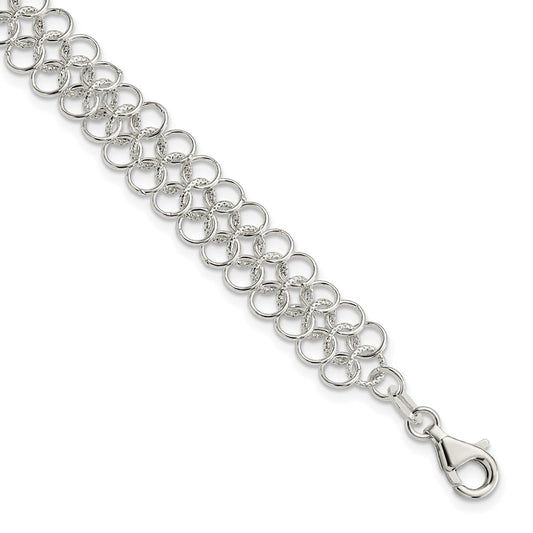 7.5 Inch Sterling Silver Fancy Link Bracelet