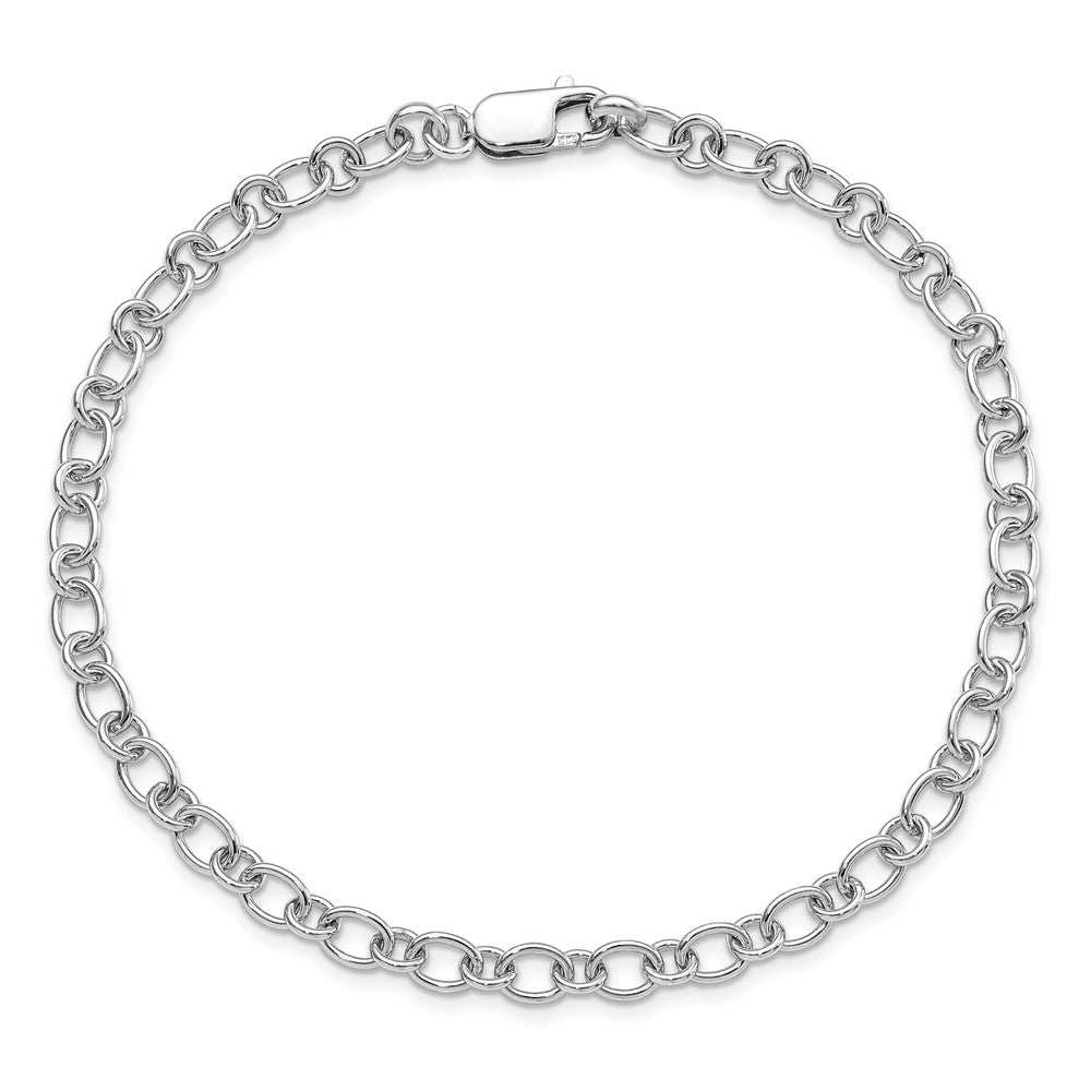 Sterling Silver Amore La Vita Rhodium-Plated Polished 5.25mm Oval And Round Link 9 Inch With Lobster Clasp Charm Anklet