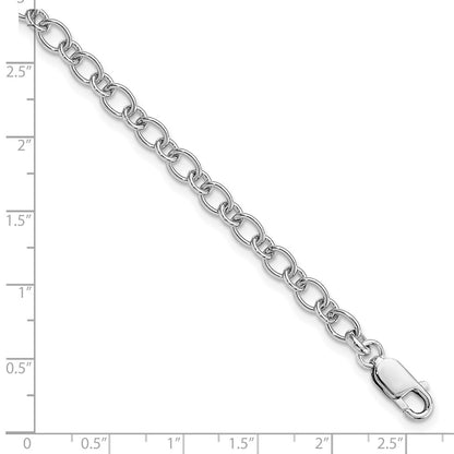 Sterling Silver Amore La Vita Rhodium-Plated Polished 5.25mm Oval And Round Link 9 Inch With Lobster Clasp Charm Anklet