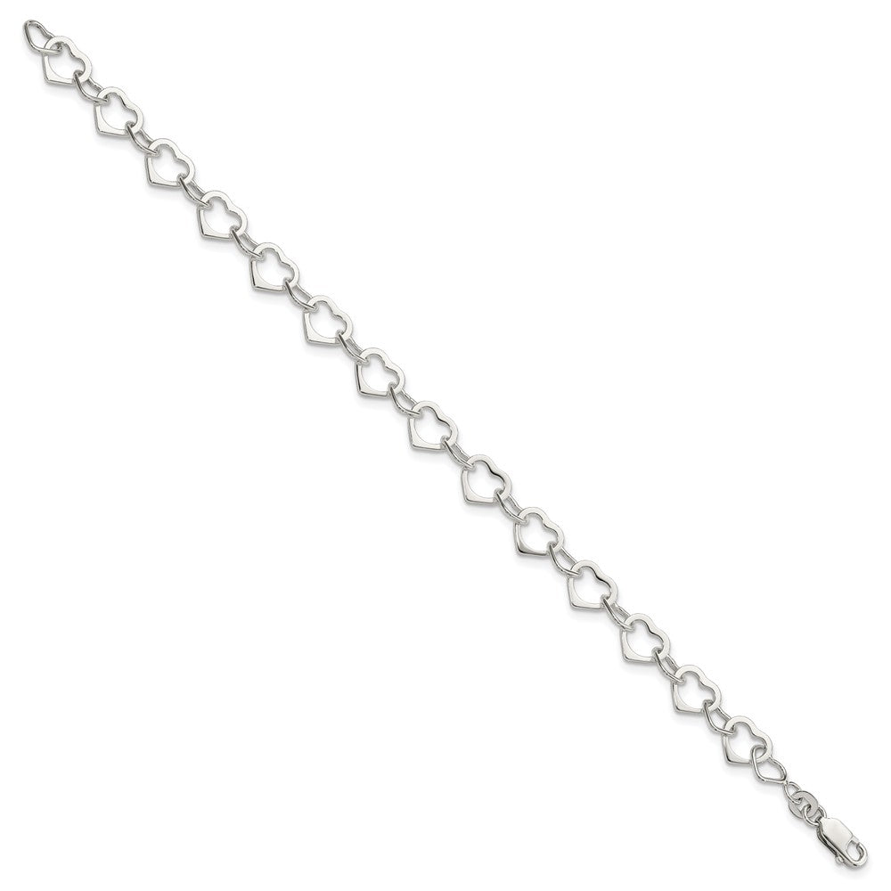 7.5 Inch Sterling Silver Hearts Bracelet