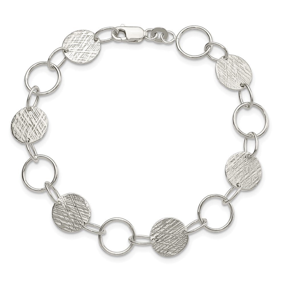 7.5 Inch Sterling Silver Fancy Circle Bracelet