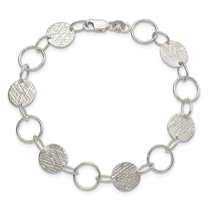 7.5 Inch Sterling Silver Fancy Circle Bracelet