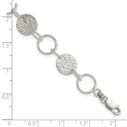 7.5 Inch Sterling Silver Fancy Circle Bracelet
