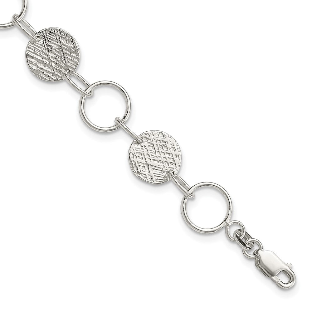 7.5 Inch Sterling Silver Fancy Circle Bracelet