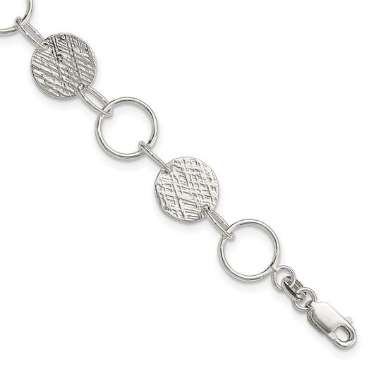 7.5 Inch Sterling Silver Fancy Circle Bracelet