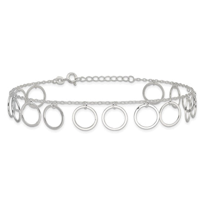 Sterling Silver Dangle Circles Anklet