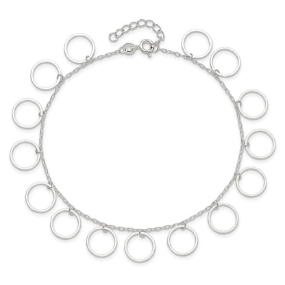 Sterling Silver Dangle Circles Anklet