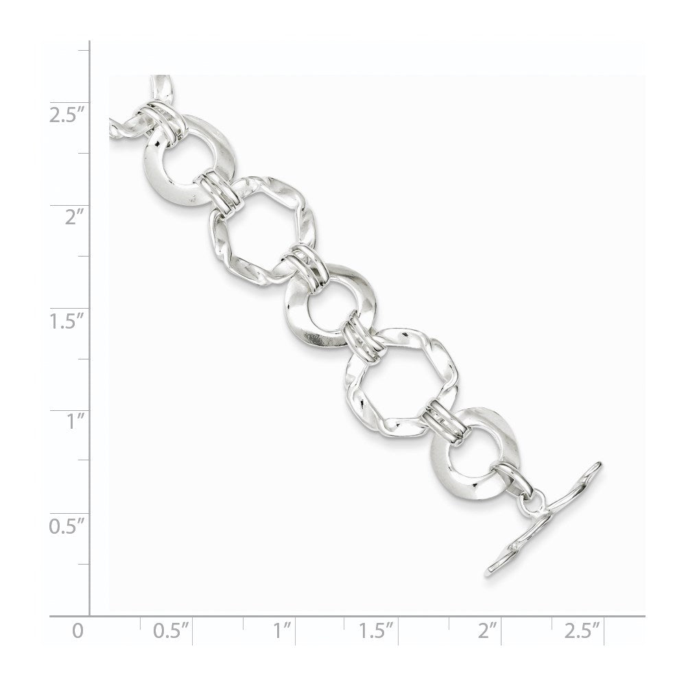 7.5 Inch Sterling Silver Fancy Circle Link Bracelet