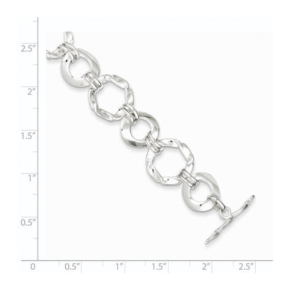 7.5 Inch Sterling Silver Fancy Circle Link Bracelet