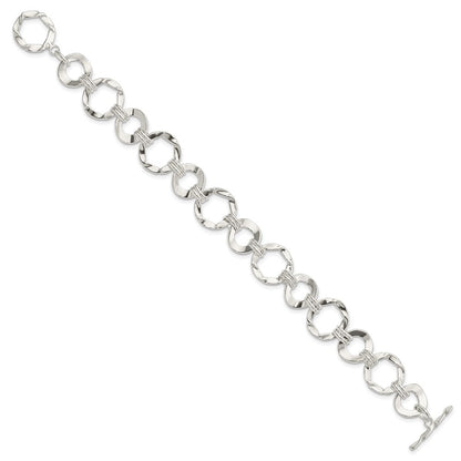 7.5 Inch Sterling Silver Fancy Circle Link Bracelet