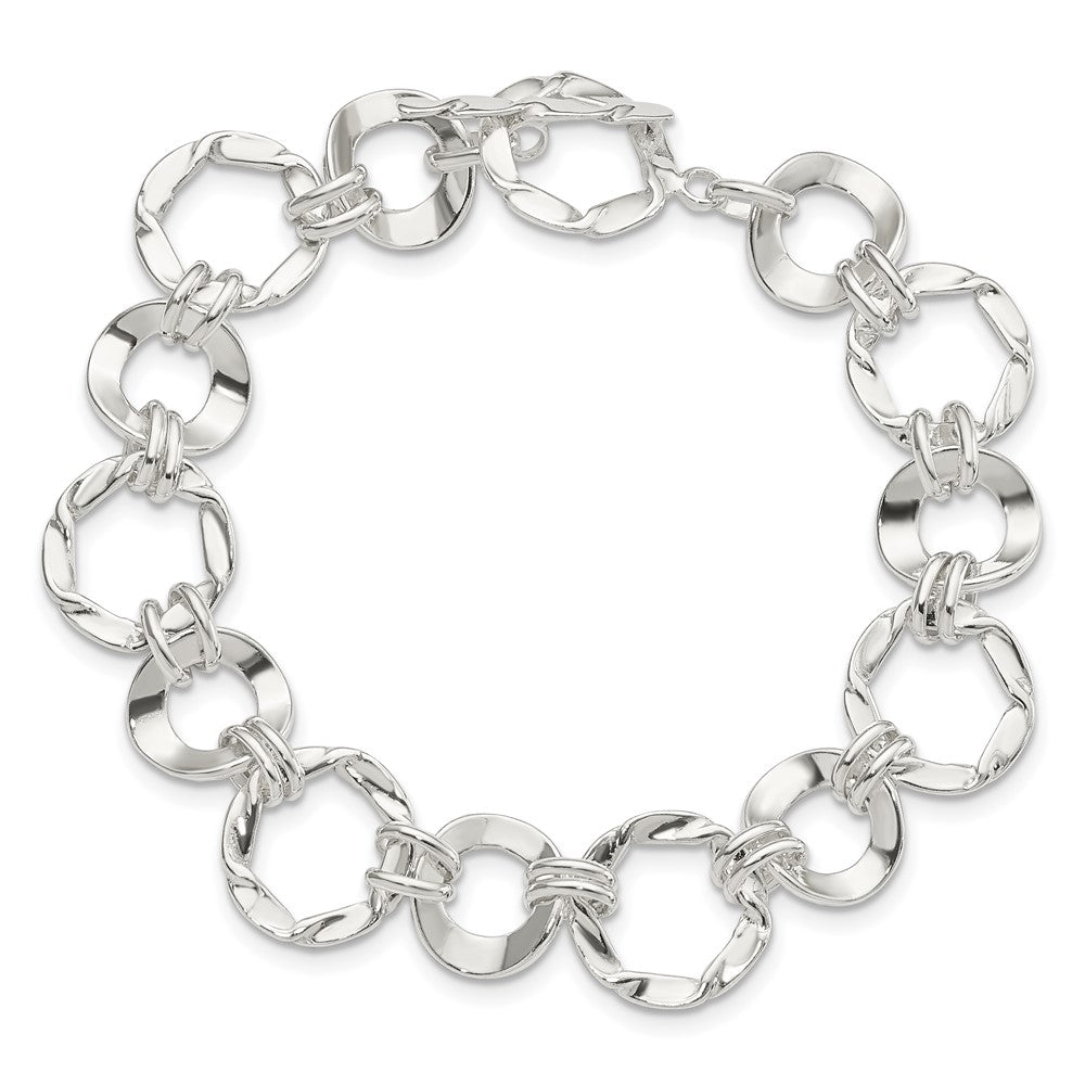 7.5 Inch Sterling Silver Fancy Circle Link Bracelet