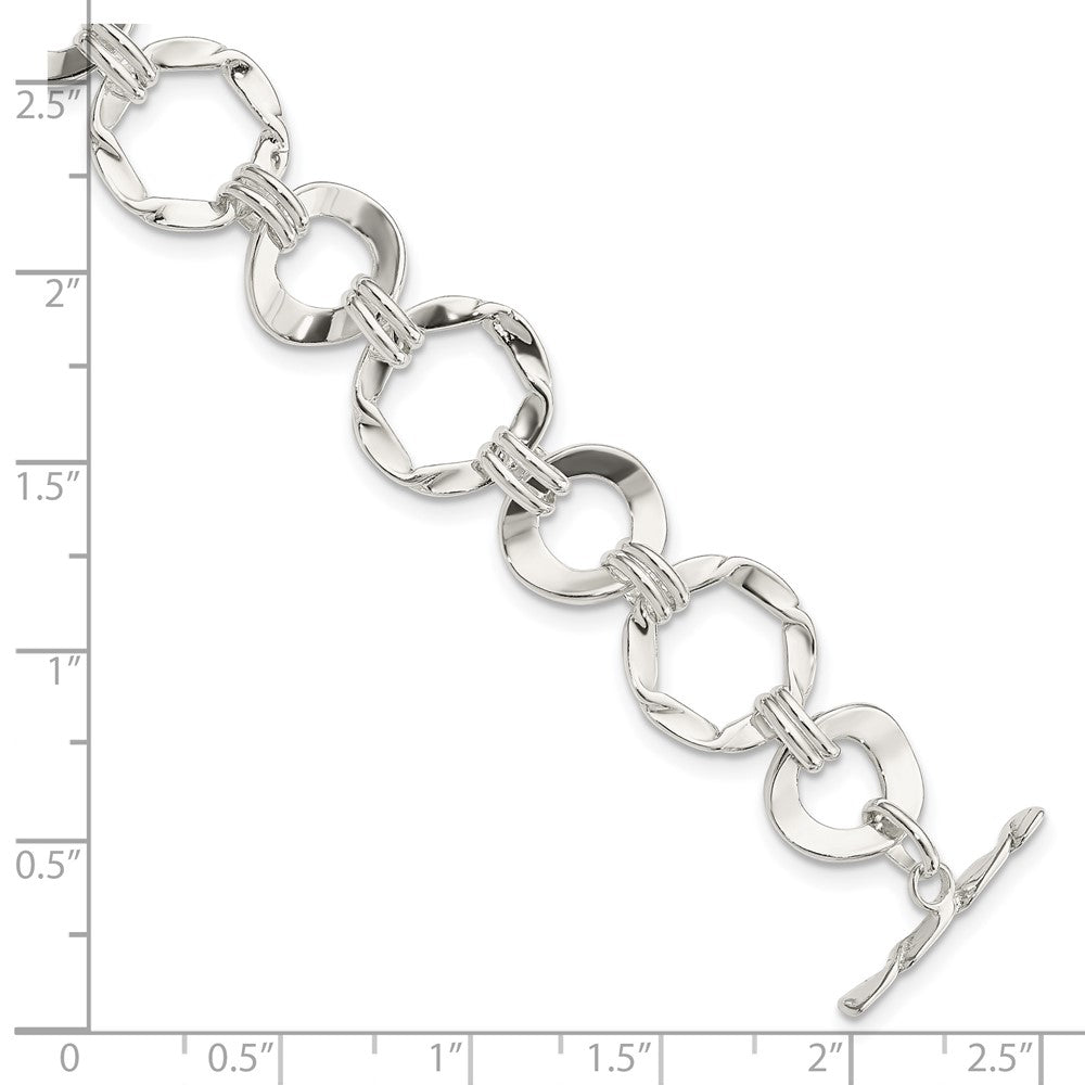 7.5 Inch Sterling Silver Fancy Circle Link Bracelet