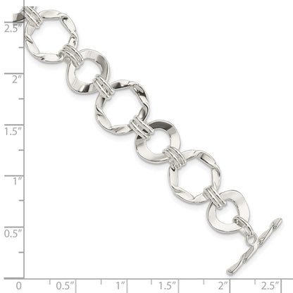 7.5 Inch Sterling Silver Fancy Circle Link Bracelet