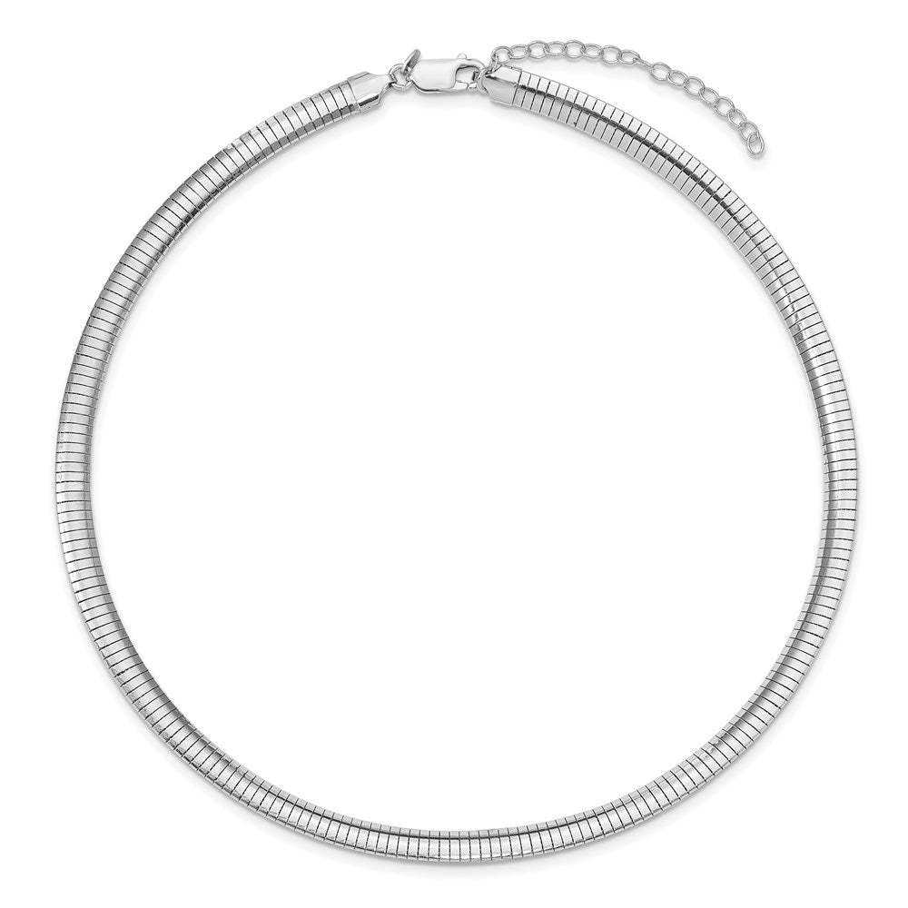 16 Inch Sterling Silver Rhodium Plated 6mm W/2 In Ext Cubetto Chain Necklace