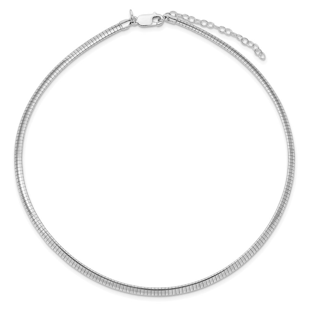 16 Inch Sterling Silver Rhodium-Plated 4mm With A 2 Extention Cubetto Chain Necklace