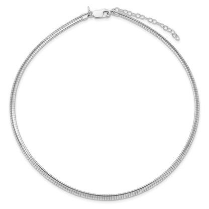 16 Inch Sterling Silver Rhodium-Plated 4mm With A 2 Extention Cubetto Chain Necklace