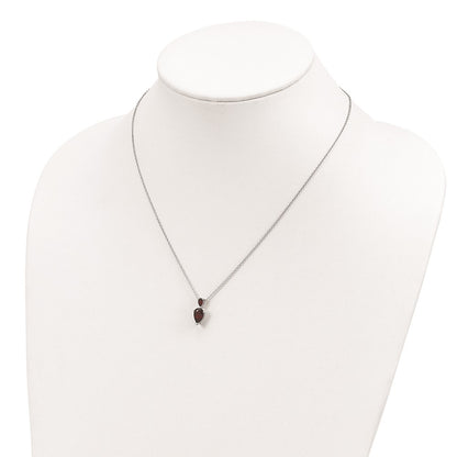 Sterling Silver Brilliant Gemstones With 14K Accent Rhodium-Plated Garnet 18 Inch Necklace 2 Extender