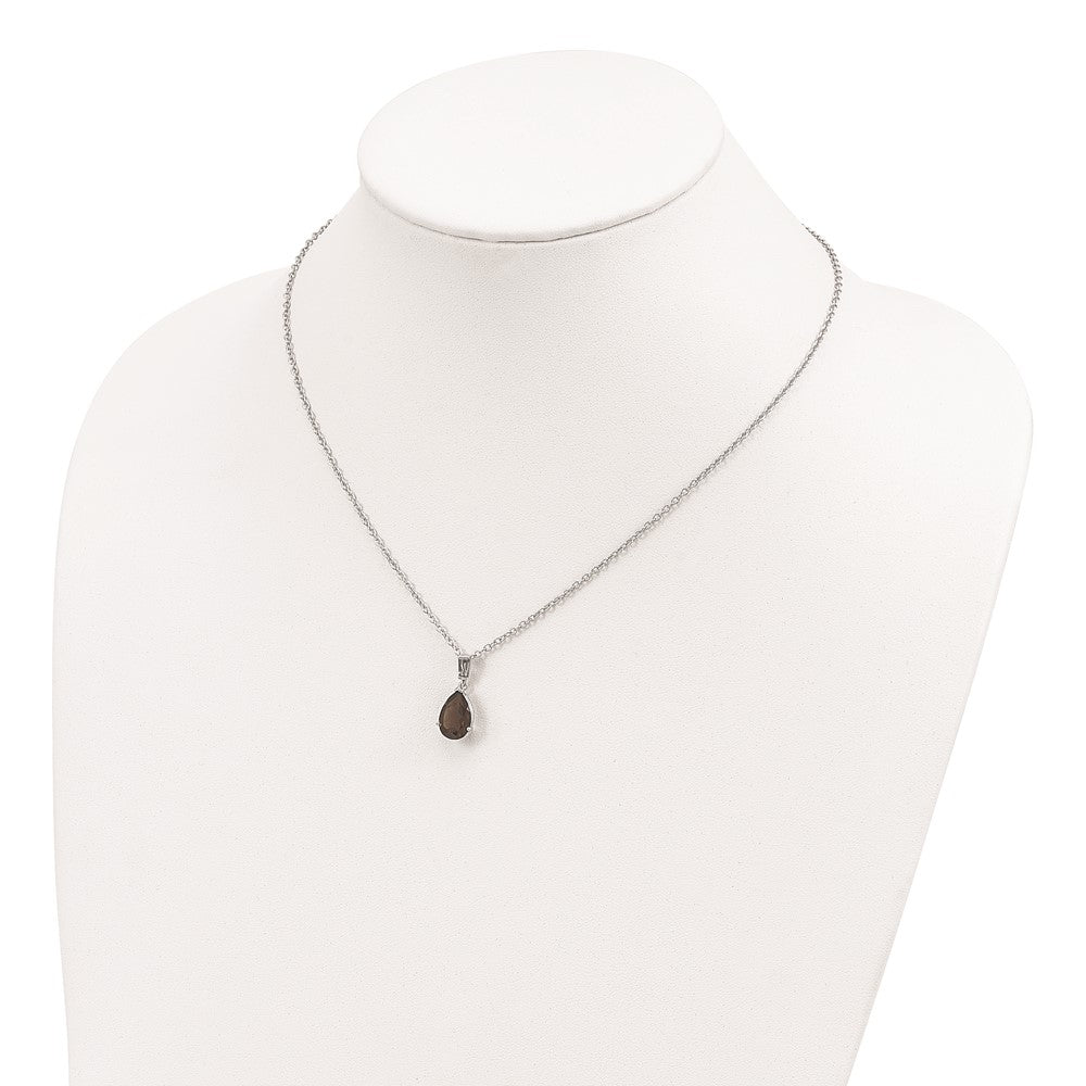 Sterling Silver Brilliant Gemstones With 14K Accent Rhodium-Plated Smoky Quartz And Citrine Necklace