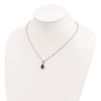 Sterling Silver Brilliant Gemstones With 14K Accent Rhodium-Plated Smoky Quartz And Citrine Necklace