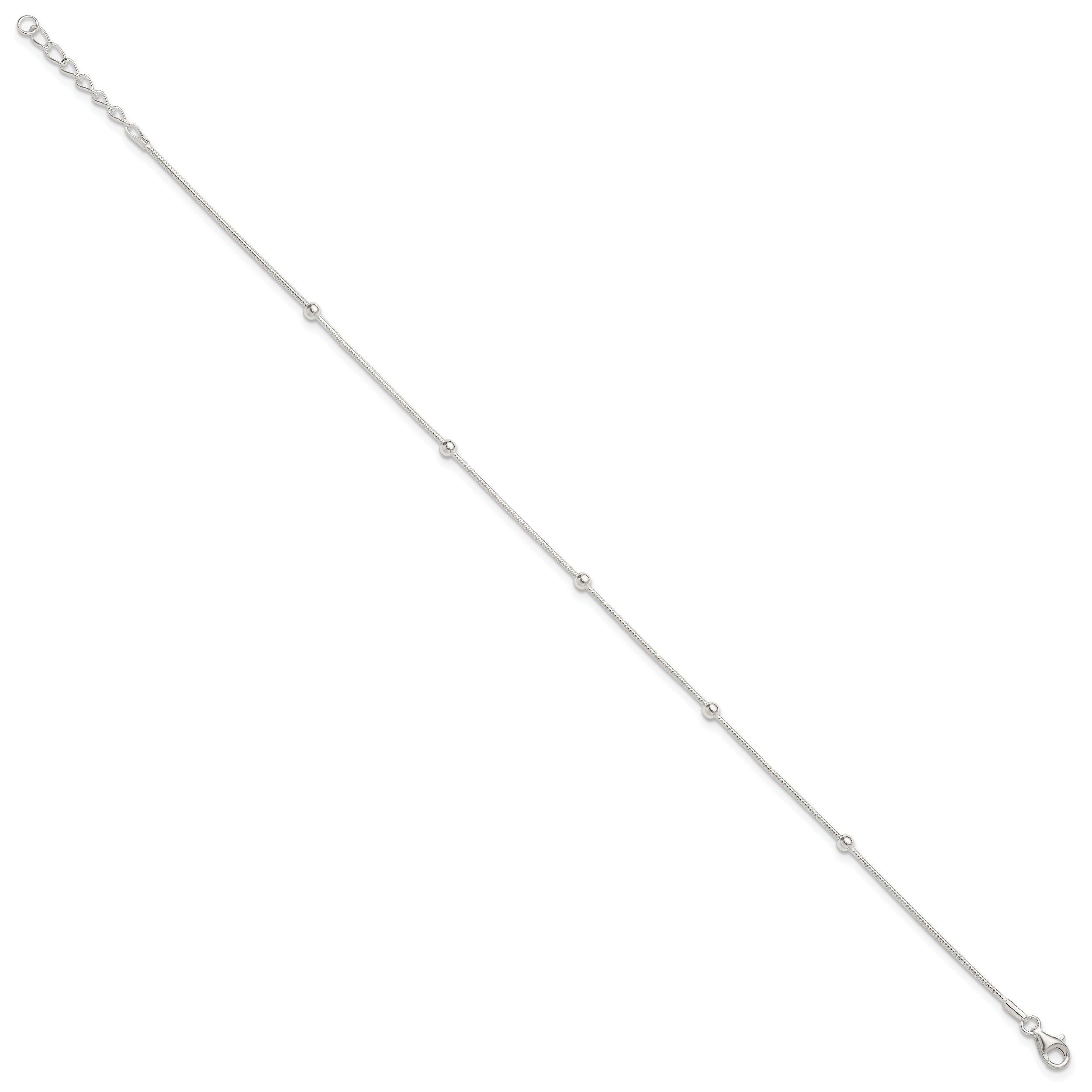 Sterling Silver 9In Plus1.5 In Ext Polished Anklet