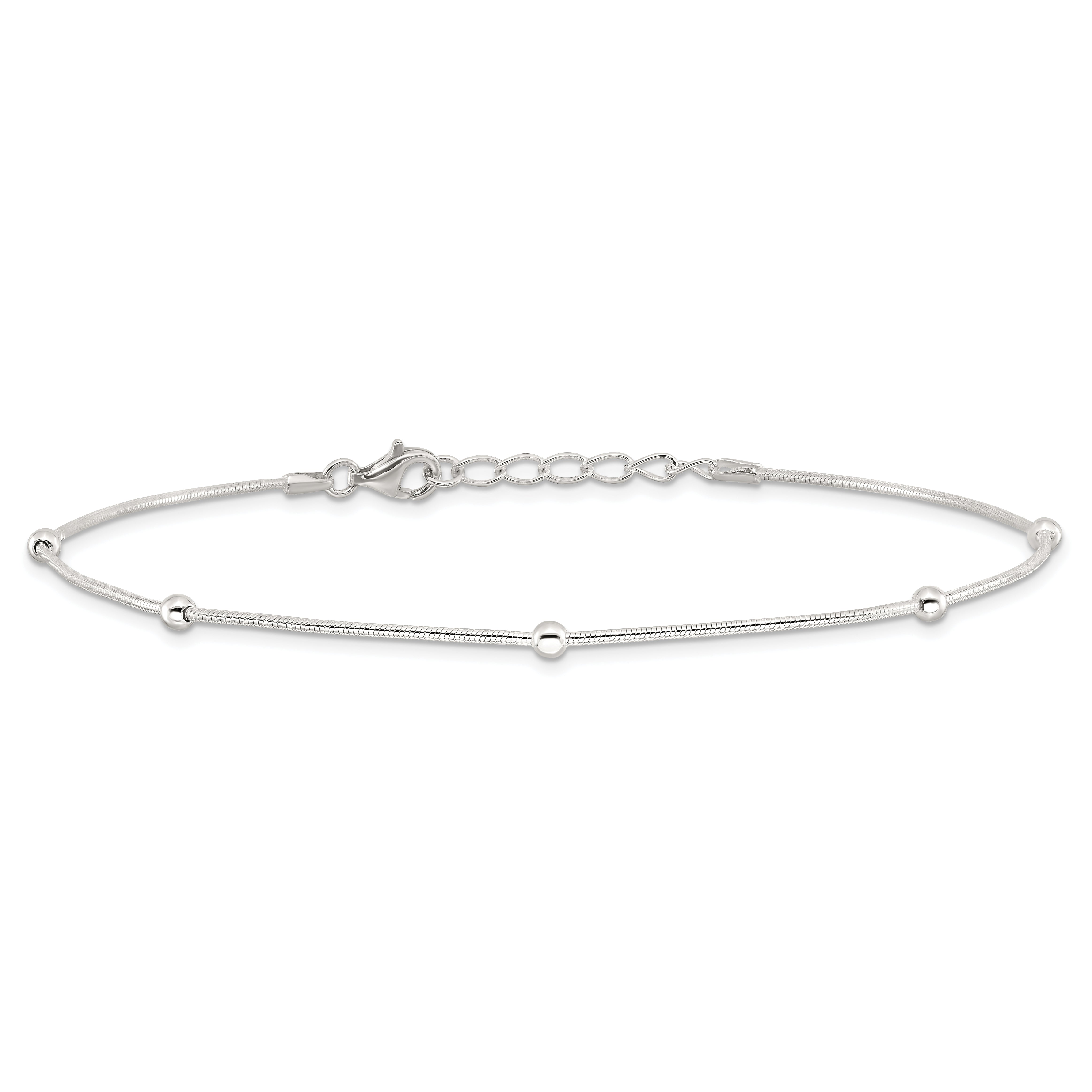 Sterling Silver 9In Plus1.5 In Ext Polished Anklet