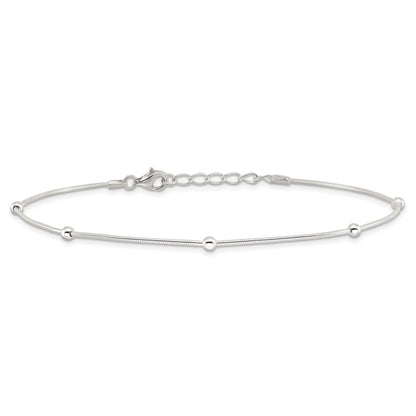 Sterling Silver 9In Plus1.5 In Ext Polished Anklet