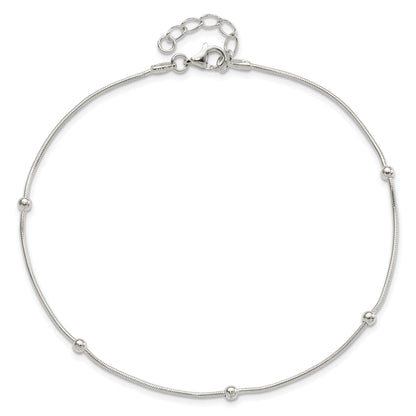 Sterling Silver 9In Plus1.5 In Ext Polished Anklet