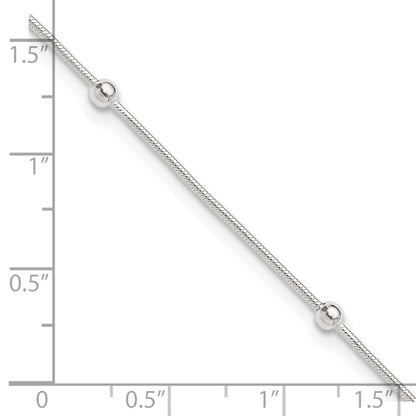 Sterling Silver 9In Plus1.5 In Ext Polished Anklet