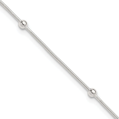 Sterling Silver 9In Plus1.5 In Ext Polished Anklet